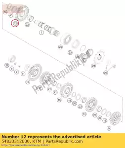 ktm 54833312000 engranaje loco 2. engranaje, 25 - Lado inferior