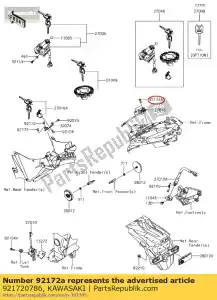 Kawasaki 921720786 parafuso, 6x20 - Lado inferior