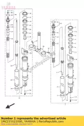 Ici, vous pouvez commander le fourche avant (gauche) auprès de Yamaha , avec le numéro de pièce 1MC231021000: