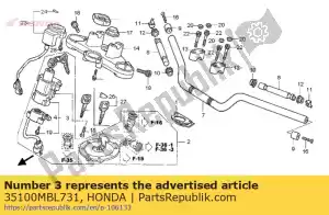 Honda 35100MBL731 commutateur assy., combinaison - La partie au fond
