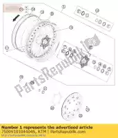 7500910104404S, KTM, ruota anteriore cpl. 3,5x17 'tl o ktm smc 690 2012 2013, Nuovo