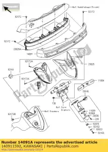 Kawasaki 140911592 cover,tail lamp - Bottom side