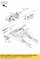 33001065418R, Kawasaki, Arm-comp-swing, f.s. zwart kawasaki kle versys b d klz a c abs 1000 650 , Nieuw