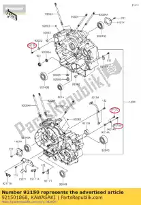 Kawasaki 921501868 bolt,6x12 - Bottom side