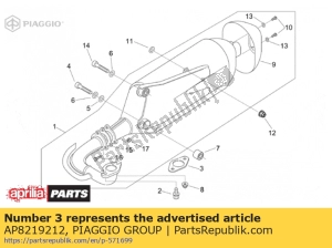 aprilia AP8219212 guarnizione del tubo di scarico - Lato superiore