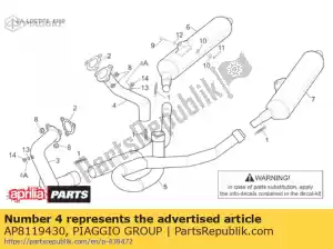 Piaggio Group AP8119430 tuyau echappement arriere - Côté gauche