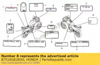 87516GE2850, Honda, geen beschrijving beschikbaar op dit moment honda nsr 50 1989 1993 1994, Nieuw