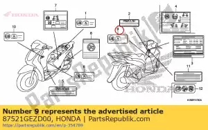 honda 87521GEZD00 étiquette, limite de chargement (1.5) - La partie au fond