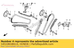 Here you can order the tensioner comp., cam chain from Honda, with part number 14510KGB610: