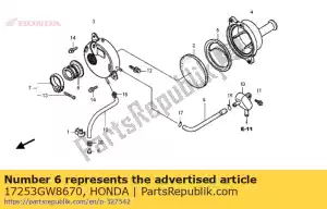 Honda 17253GW8670 tubo, filtro de ar - Lado inferior