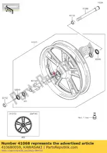 kawasaki 410680059 front wheel axle - Right side