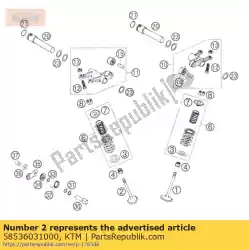 Ici, vous pouvez commander le soupape d'échappement d = 32 mm 2001 auprès de KTM , avec le numéro de pièce 58536031000: