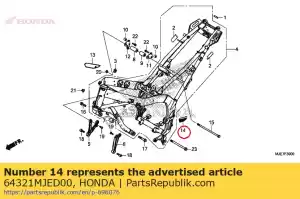 honda 64321MJED00 cubierta l marco - Lado inferior