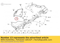 89914200XN2, Aprilia, rh lat.fairing. black, New