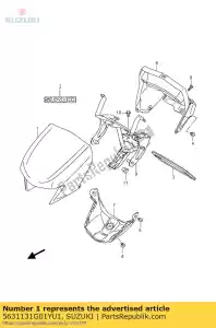 Suzuki 5631131G01YU1 cubierta, mango fr - Lado inferior