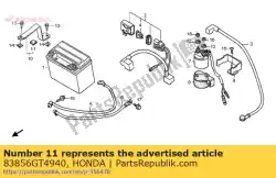 Aqui você pode pedir o borracha, rr. Capuz em Honda , com o número da peça 83856GT4940: