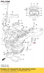 suzuki 1117910F10 entretoise, tête de cylindre - La partie au fond