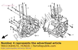 Aqui você pode pedir o parafuso, pino do cilindro em Honda , com o número da peça 90031KB4670:
