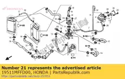 Ici, vous pouvez commander le tuyau, rr. Moins d'eau auprès de Honda , avec le numéro de pièce 19511MFFD00: