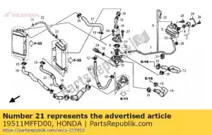 honda 19511MFFD00 tuyau, rr. moins d'eau - La partie au fond