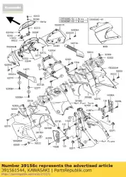 pad, zijbekleding, rechts, u van Kawasaki, met onderdeel nummer 391561544, bestel je hier online: