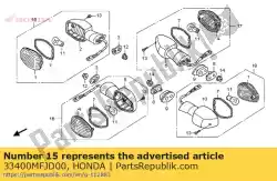 Here you can order the winker assy., r. Fr. From Honda, with part number 33400MFJD00: