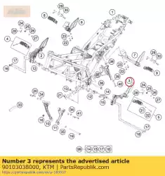 Aqui você pode pedir o suporte de apoio para os pés frontal l / s em KTM , com o número da peça 90103038000: