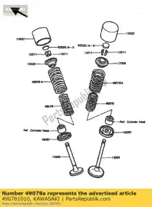 kawasaki 490781010 klep met veermotor, 0 zx1100-a - Onderkant