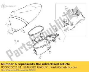 Piaggio Group 00G00601181 conjunto de cable de bloqueo del sillín - Lado inferior