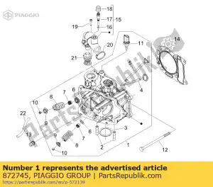 Piaggio Group 872745 conjunto de cabeça de cilindro - Lado inferior