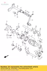 suzuki 2535729F10 boulon, came de changement - La partie au fond