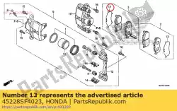 Ici, vous pouvez commander le plaquette de frein de cale auprès de Honda , avec le numéro de pièce 45228SF4023: