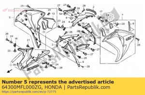Honda 64300MFL000ZG conjunto de capucha, r. medio (wl) - Lado superior