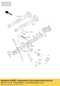 Kawasaki 920571397 corrente, came, 92rh2015 - Lado inferior