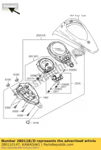 Kawasaki 280110147 meter,speed&fuel,mph - Bottom side