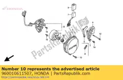 Aqui você pode pedir o parafuso, flange, sh 6x em Honda , com o número da peça 960010611507: