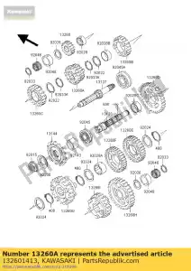 Kawasaki 132601413 versnelling, ingang 3e en 4e, 21 - Onderkant