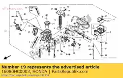 Here you can order the screw-washer from Honda, with part number 16080HC0003: