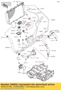 kawasaki 390620786 01 manguera de refrigeración, cilindro-rad - Lado inferior