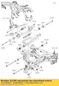 Kawasaki 321900667 bracket-engine,fr - Bottom side