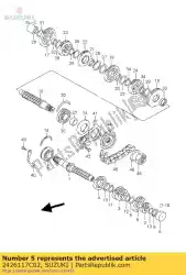 Aqui você pode pedir o engrenagem, 6ª marcha em Suzuki , com o número da peça 2426117C02: