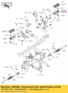 kawasaki 340281520 paso, fr, rh vn1500-p1 - Lado inferior