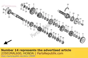 honda 23501MAL600 tandwiel, tussenas vijfde (24t) - Onderkant