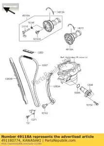 Kawasaki 491180774 árbol de levas-comp, admisión - Lado inferior