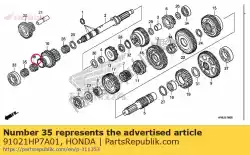 Here you can order the bearing, needle, 23x27x13 from Honda, with part number 91021HP7A01: