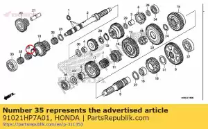 Honda 91021HP7A01 rodamiento, aguja, 23x27x13 - Lado inferior