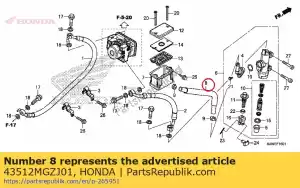 Honda 43512MGZJ01 comp. mangueira, rr. mas de freio - Lado inferior