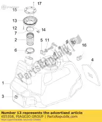 Ici, vous pouvez commander le joint de bouchon de remplissage de carburant auprès de Piaggio Group , avec le numéro de pièce 655358: