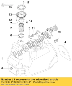 aprilia 655358 pakking tankdop - Onderkant