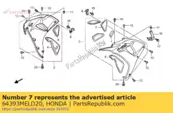 mat b, l. Middelste kap van Honda, met onderdeel nummer 64393MELD20, bestel je hier online:
